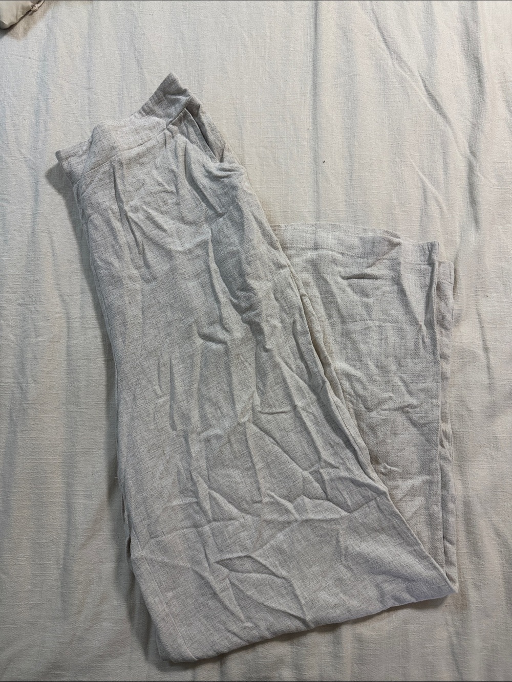 Light Linen-Blend Wide Leg Pants